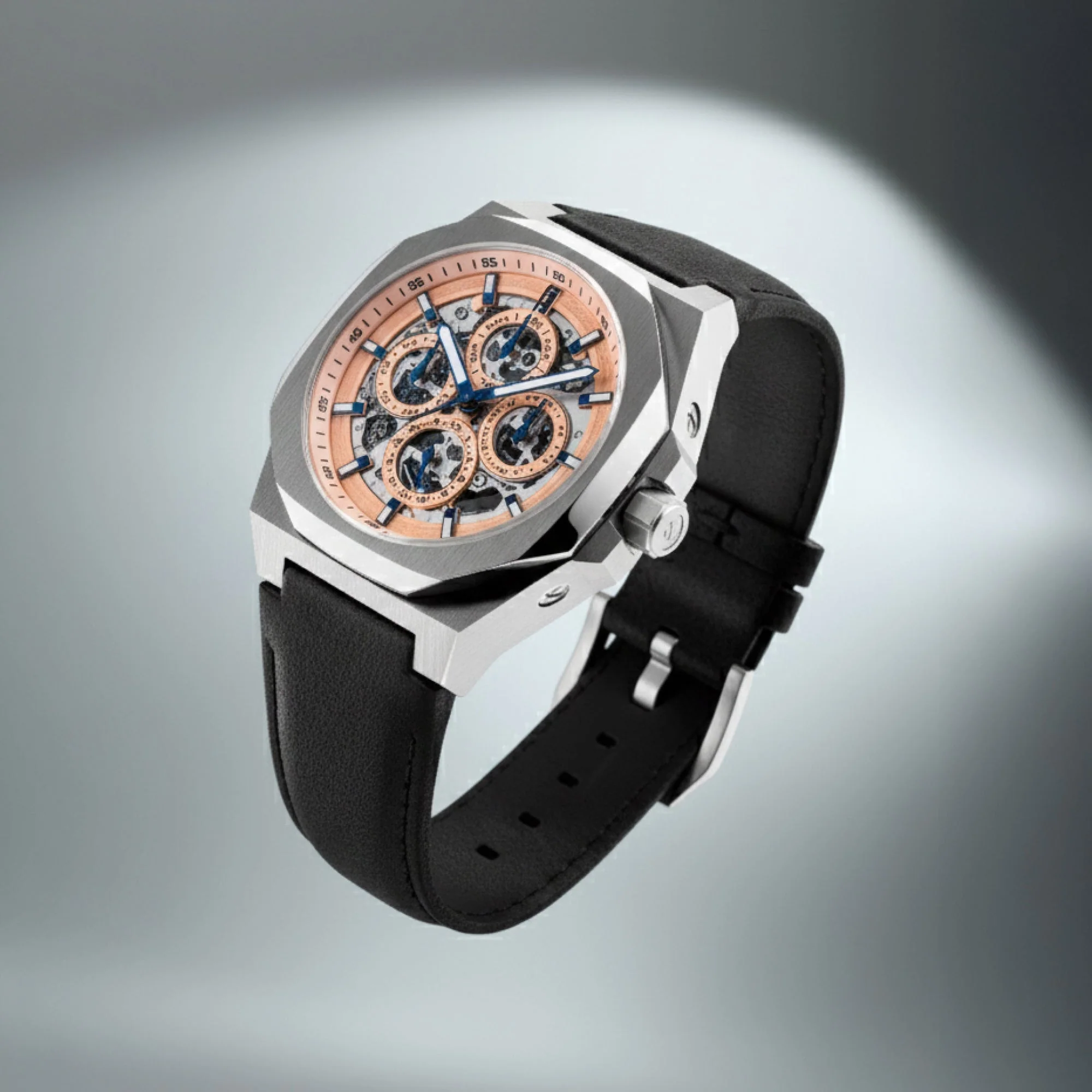 Discovery Drake Triple Calendar Skeleton Automatic Pink / Genuine Leather | Pink Dial - Image 4