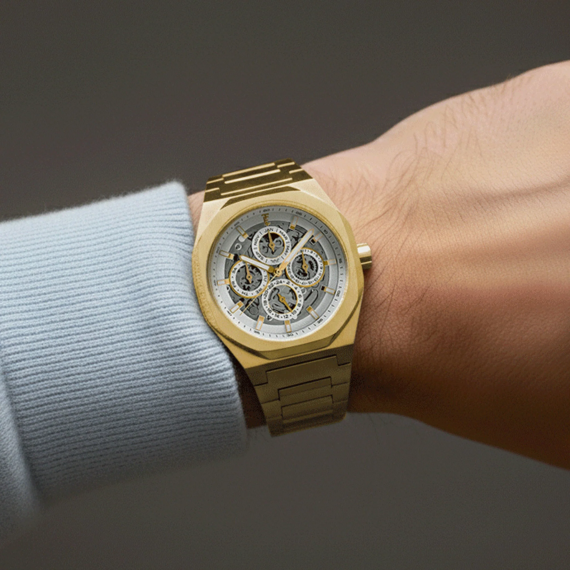 Discovery Drake Triple Calendar Skeleton Automatic White & Gold / Stainless Steel | White Dial - Image 2
