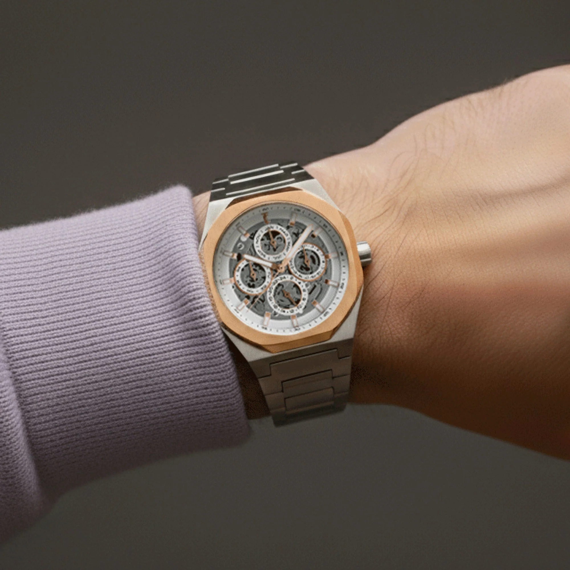 Discovery Drake Triple Calendar Skeleton Automatic White & Rose Gold / Stainless Steel | White Dial - Image 2