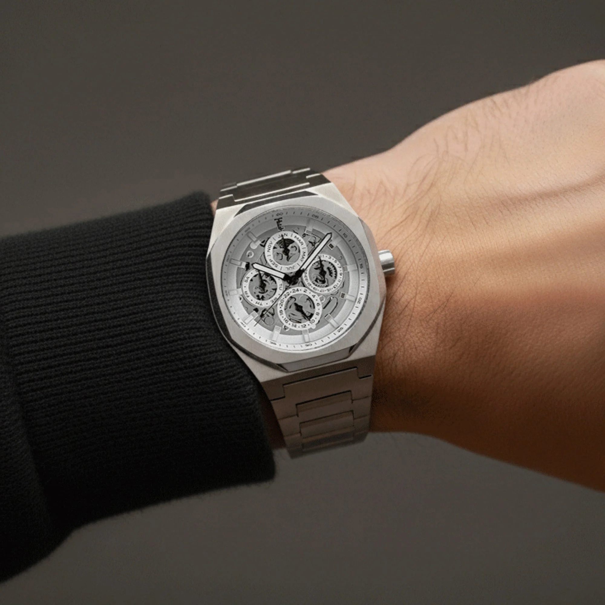 Discovery Drake Triple Calendar Skeleton Automatic White / Stainless Steel | White Dial - Image 2