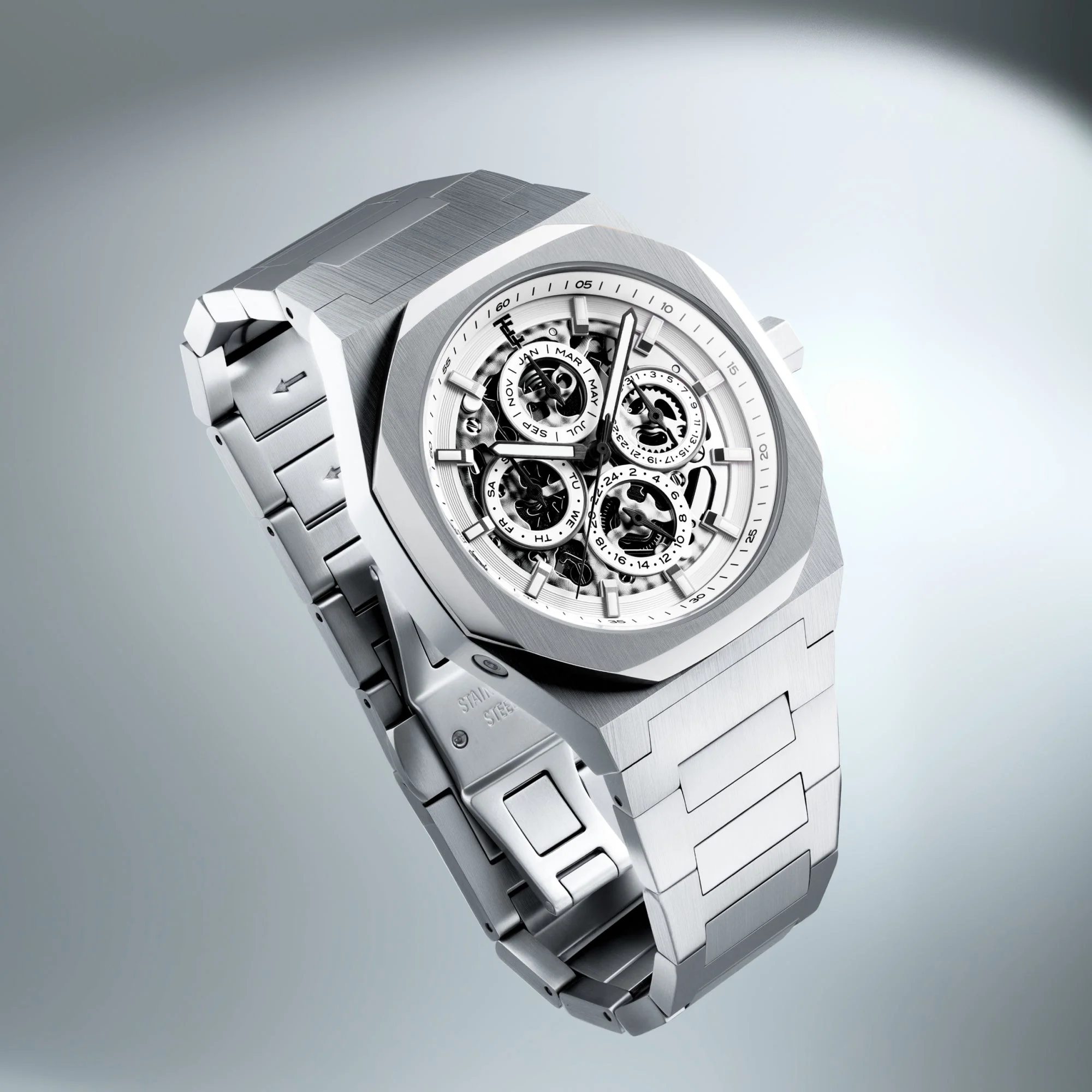 Discovery Drake Triple Calendar Skeleton Automatic White / Stainless Steel | White Dial - Image 3