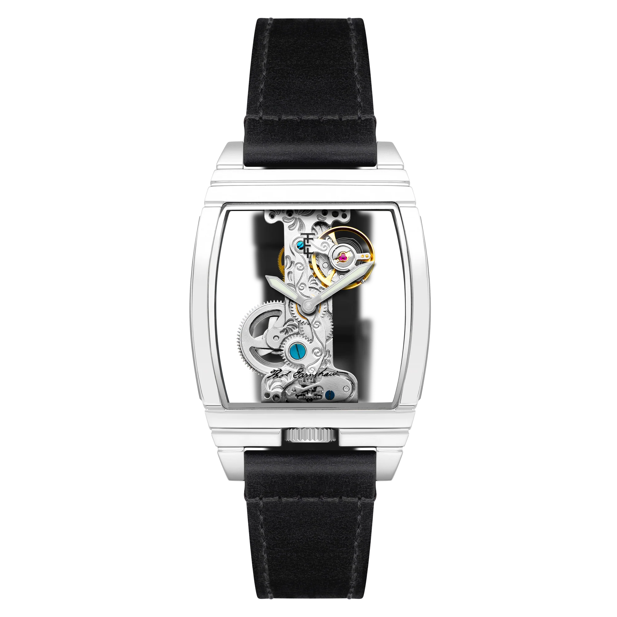 Discovery Wolver Bridge Mechanical Black & Silver / Genuine Leather | Transparent Dial