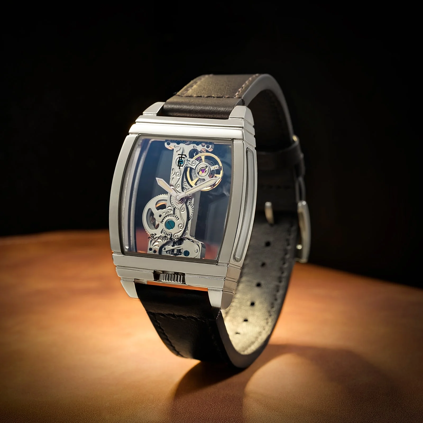 Discovery Wolver Bridge Mechanical Black & Silver / Genuine Leather | Transparent Dial - Image 3