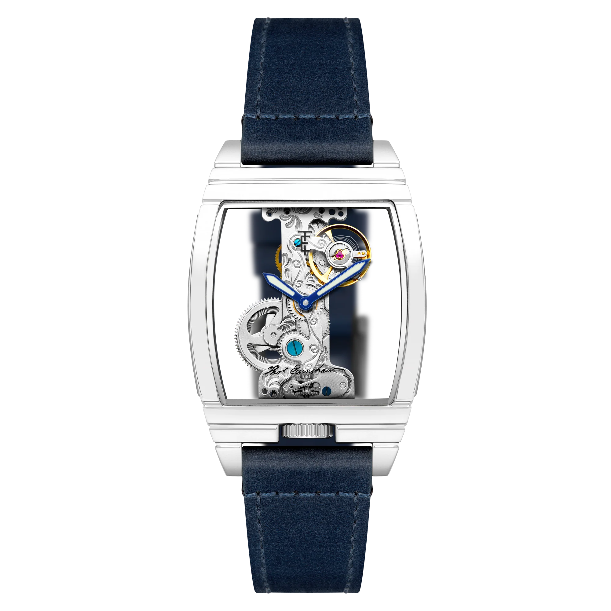Discovery Wolver Bridge Mechanical Blue / Genuine Leather | Transparent Dial