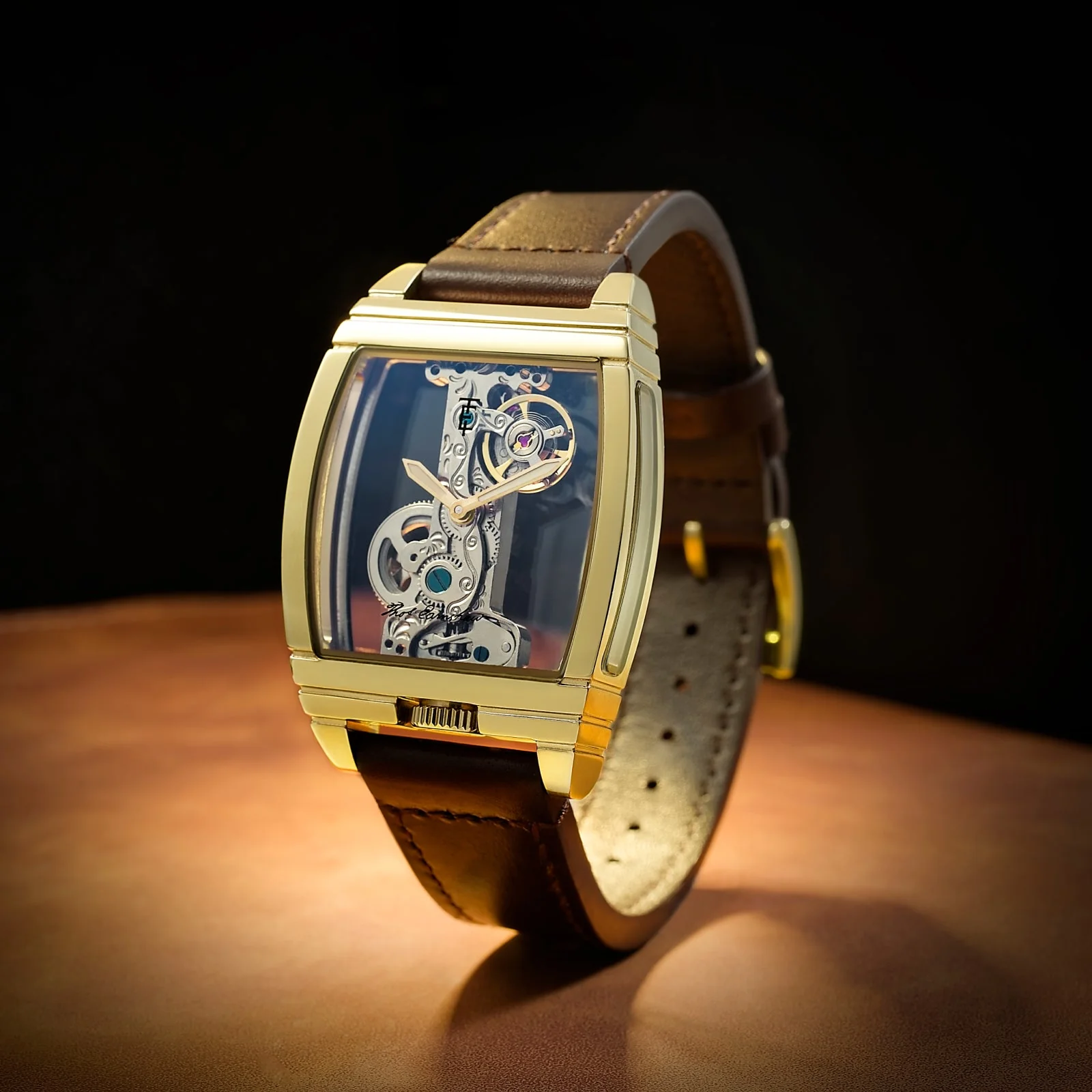 Discovery Wolver Bridge Mechanical Gold / Genuine Leather | Transparent Dial - Image 3