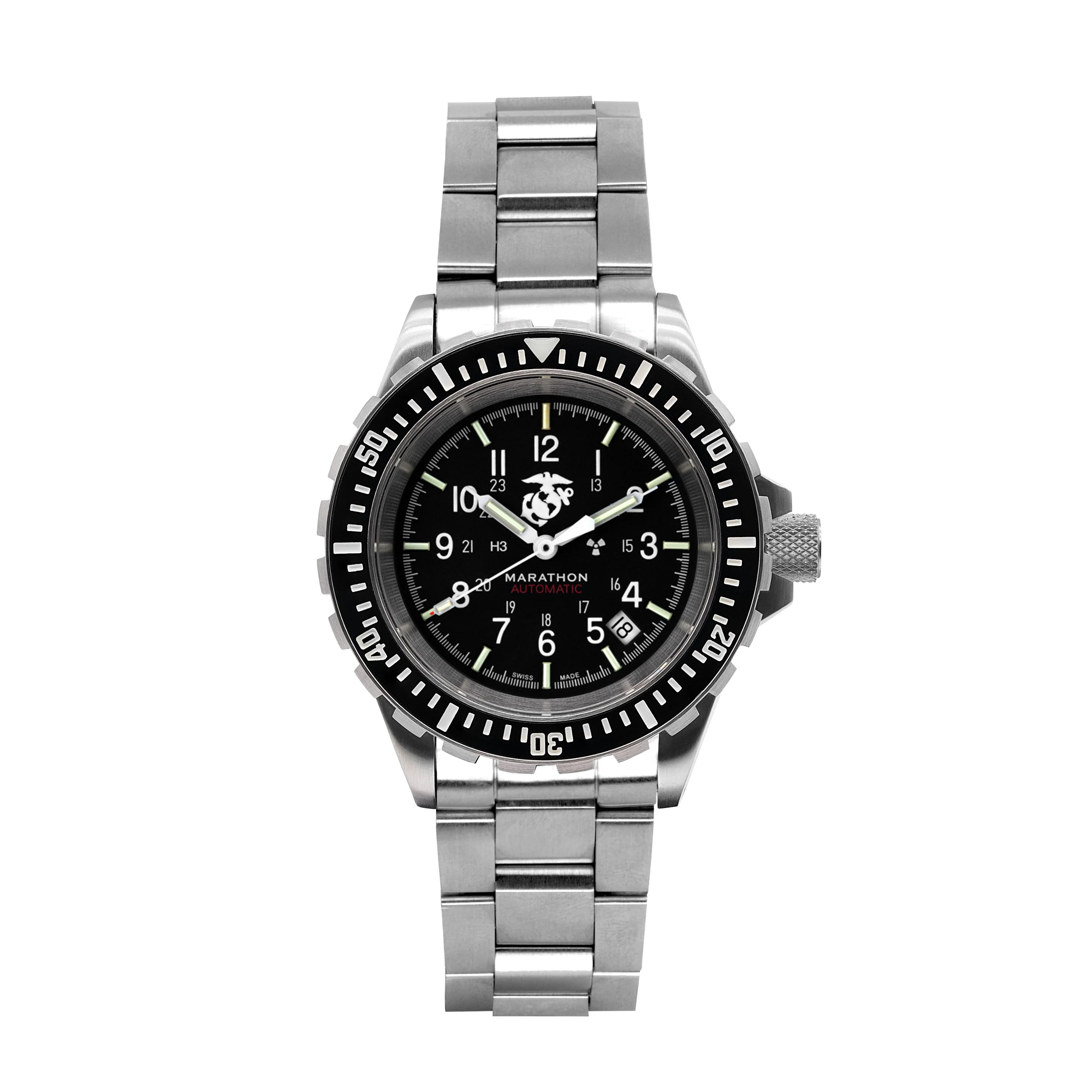 Dive Auto Government Search and Rescue (GSAR) Black US Marine/Steel Bracelet | Matte Black Dial