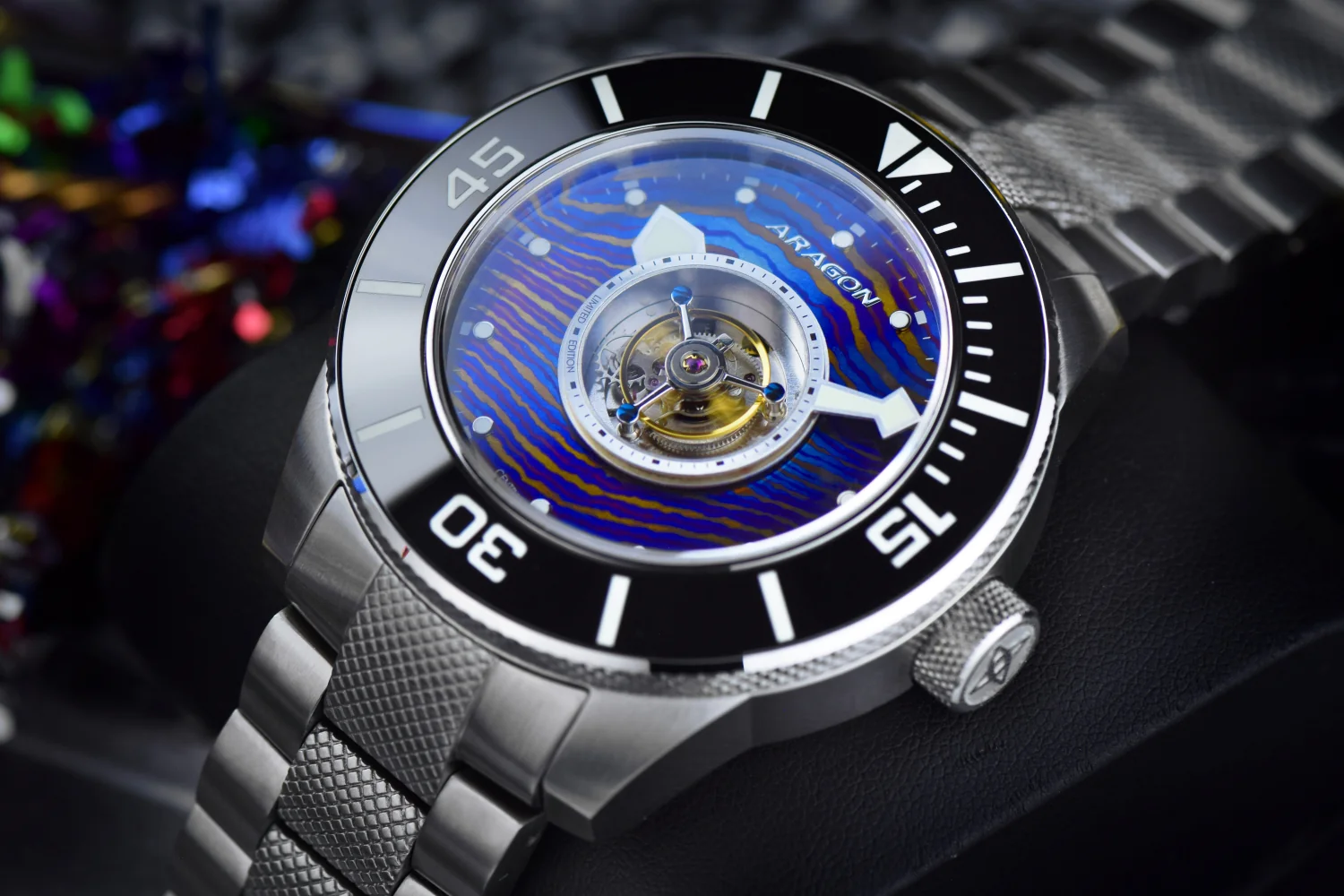 Divemaster Central Tourbillon Automatic 45mm - Heat Treated Damascus Dial - Image 3