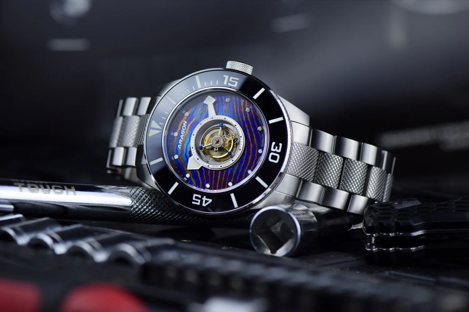 Divemaster Central Tourbillon Automatic 50mm - Heat Treated Damascus Dial - Image 2