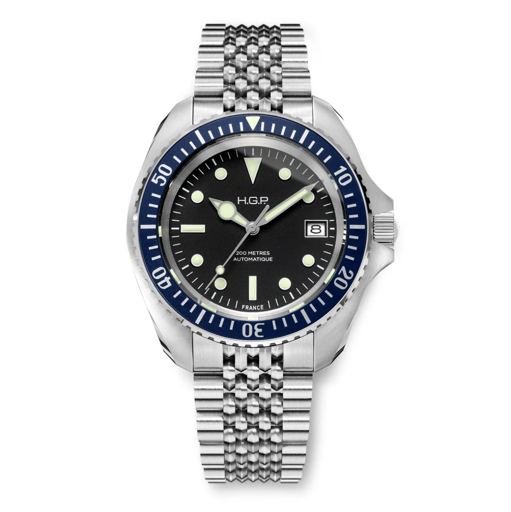 Diver 200M Automatic Bracelet Diving Watch - Blue | Black Dial
