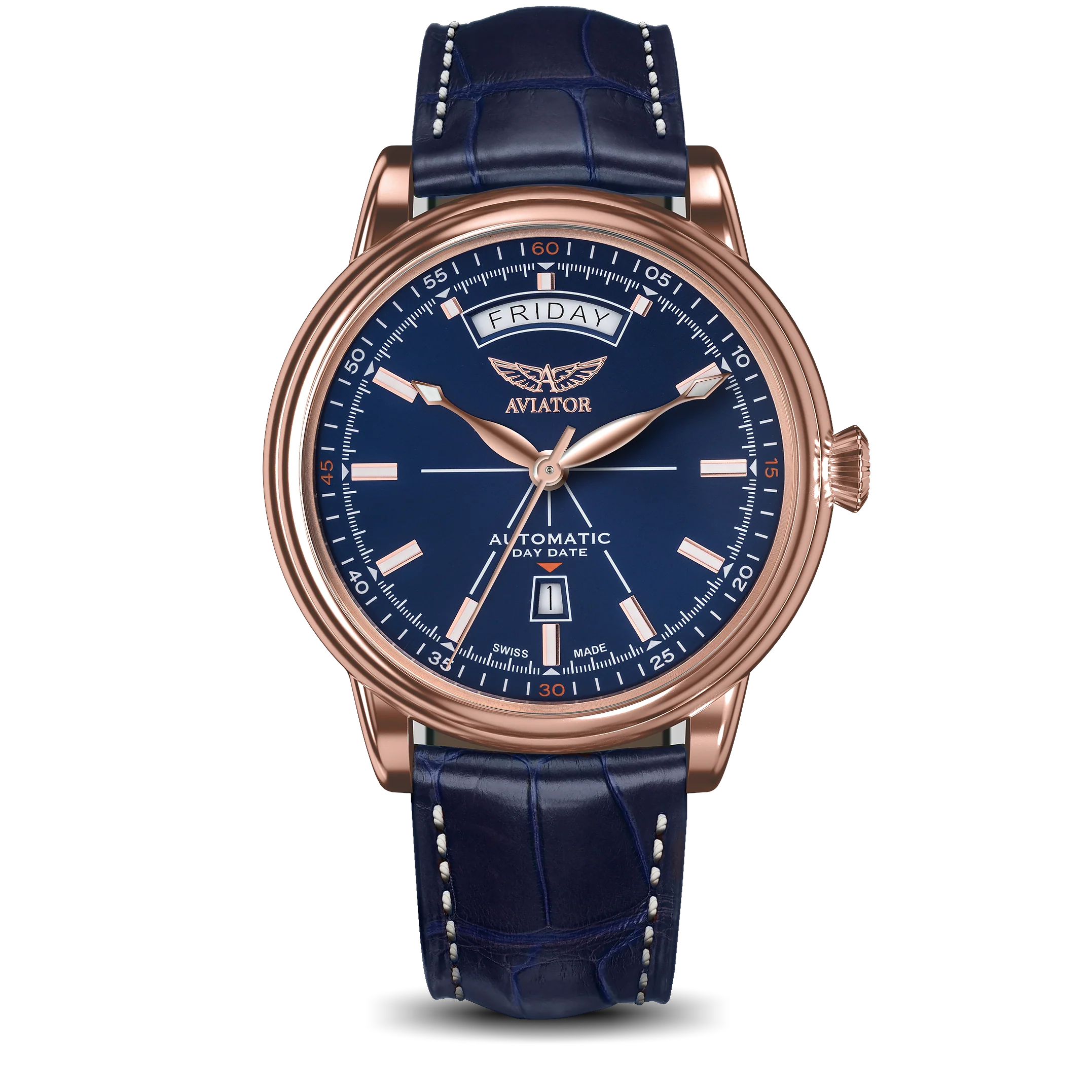 DOUGLAS DAY-DATE Blue Calf Leather Strap | Blue Dial - Image 2