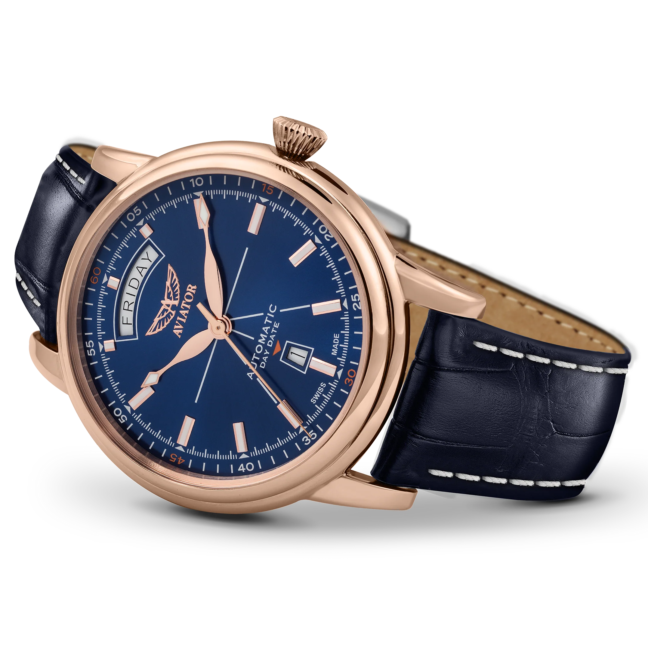 DOUGLAS DAY-DATE Blue Calf Leather Strap | Blue Dial - Image 3