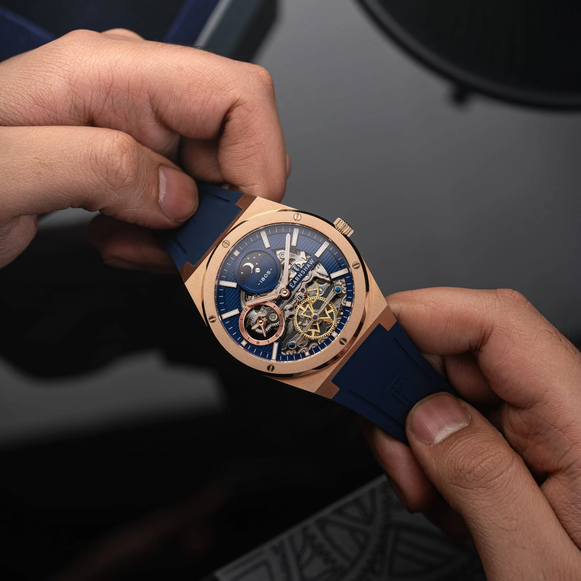 Drake Dual Time Automatic Blue / Blue Silicone | Blue Dial - Image 3