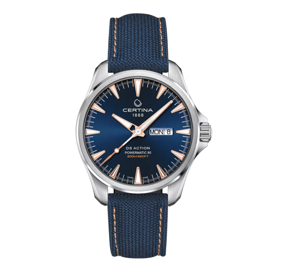 DS Action Day Date Powermatic 80 Blue dial / Blue Strap | Blue Dial - Image 3