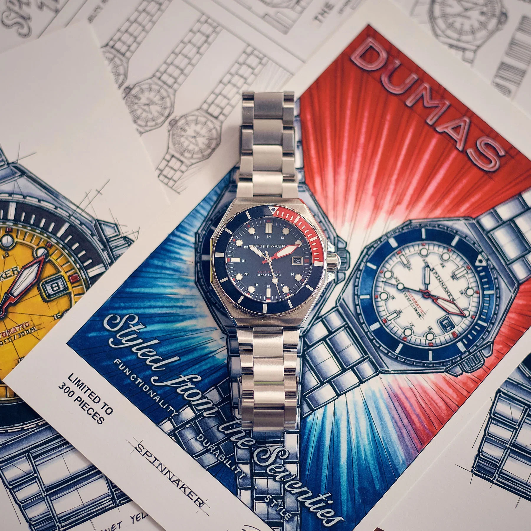 Dumas Blue Dial / Red / Stainless Steel | Blue Dial - Image 32