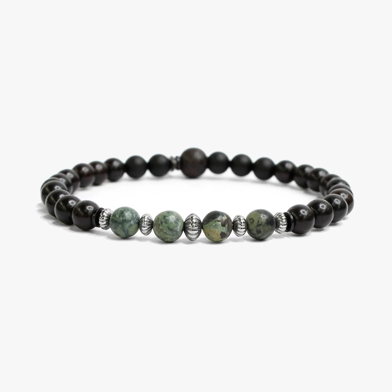 Ebony Wood, Green Kambaba Jasper M (7.25" Wrist) | Dial