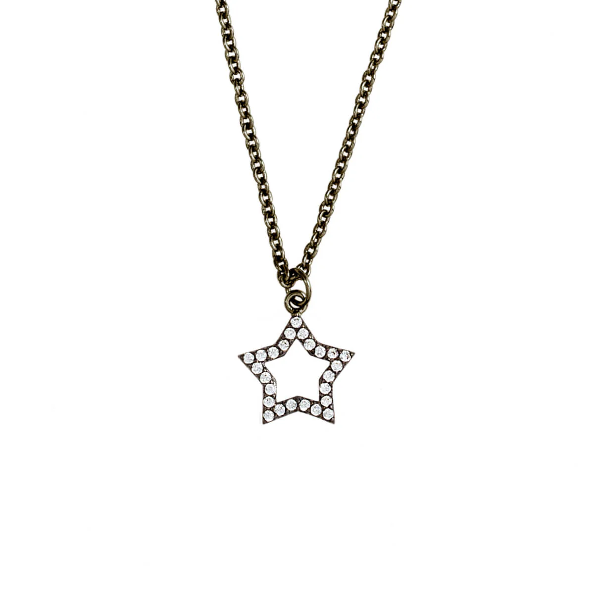 Elegant Confetti Women's 18K Black Gold Plated CZ Simulated Diamond Star Pendant Necklace 18k Black Gold
