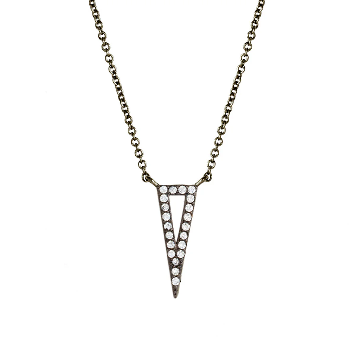 Elegant Confetti Women's 18K Black Gold Plated CZ Simulated Diamond Triangle Pendant Necklace 18k Black Gold