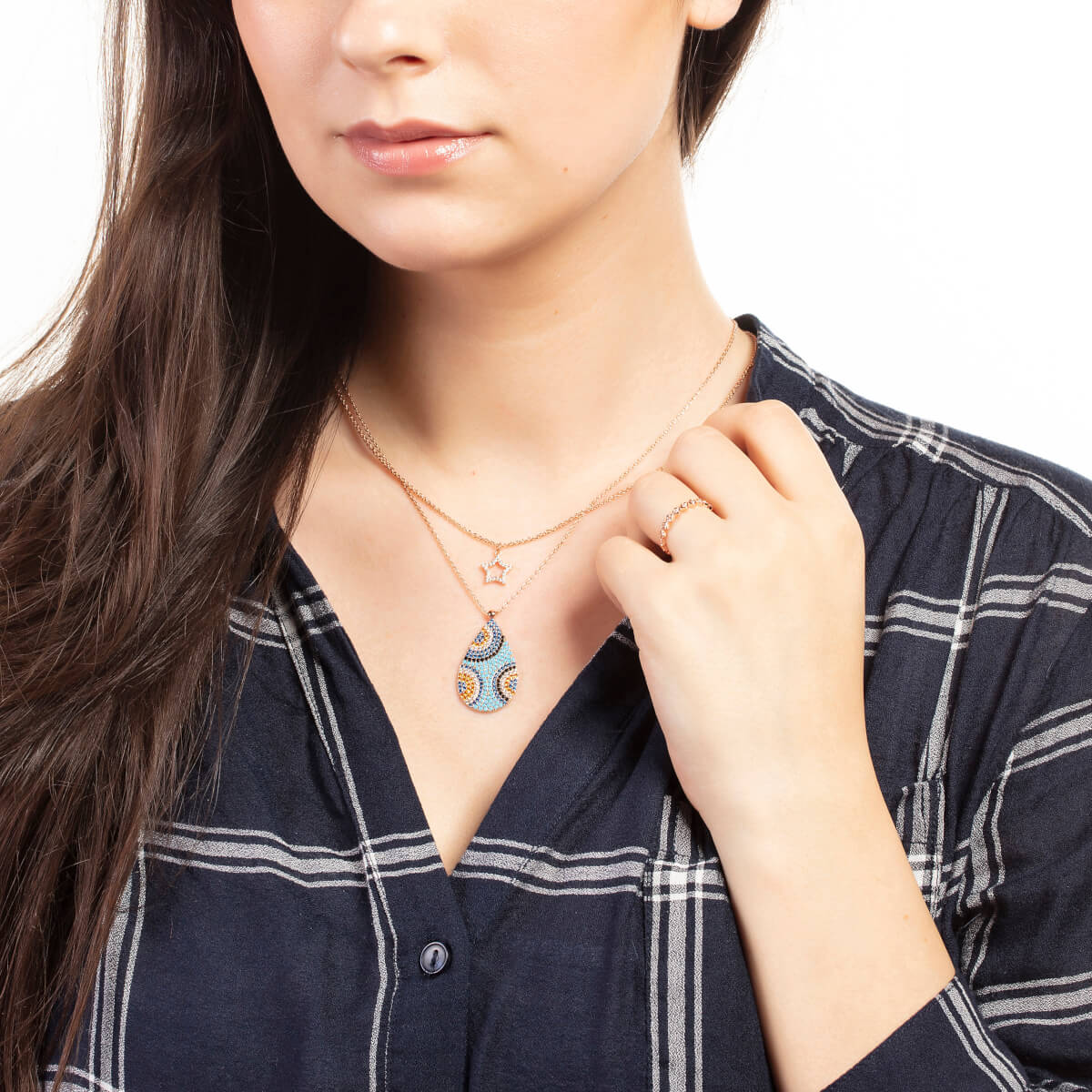 Elegant Confetti Women's 18K Rose Gold Plated CZ Simulated Diamond Star Pendant Necklace 18k Rose Gold - Image 3