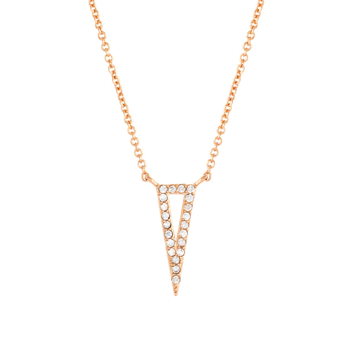 Elegant Confetti Women's 18K Rose Gold Plated CZ Simulated Diamond Triangle Pendant Necklace 18k Rose Gold
