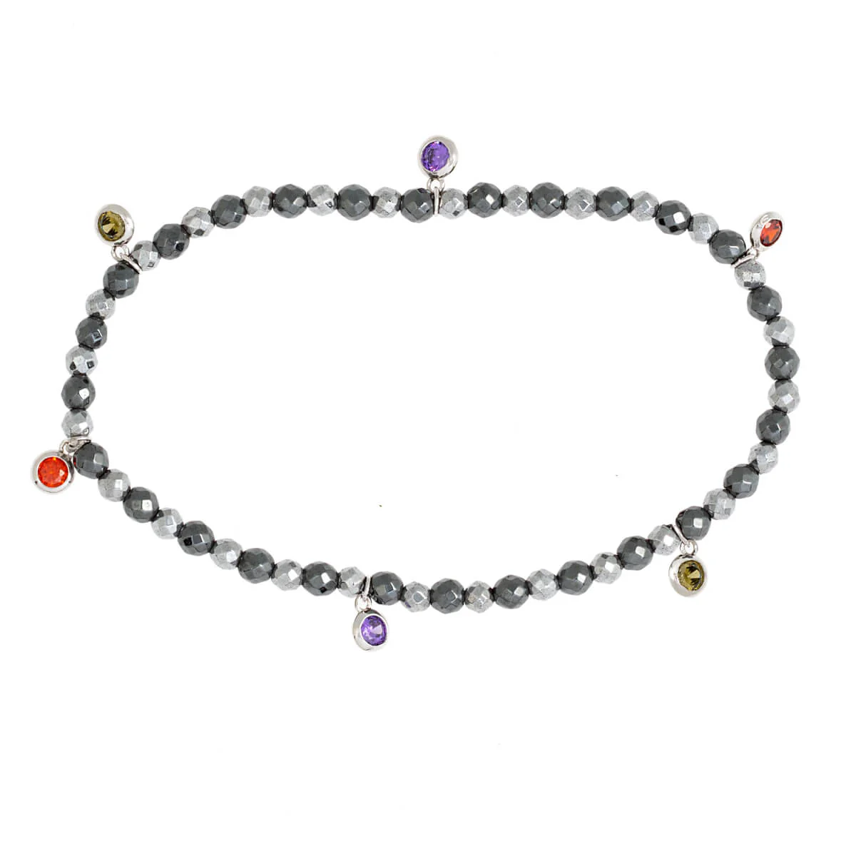 Elegant Confetti Women's 18K White Gold Plated CZ Simulated Diamond Beaded Bracelet 18k White Gold