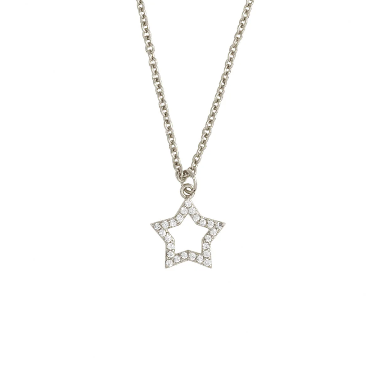 Elegant Confetti Women's 18K White Gold Plated CZ Simulated Diamond Star Pendant Necklace 18k White Gold