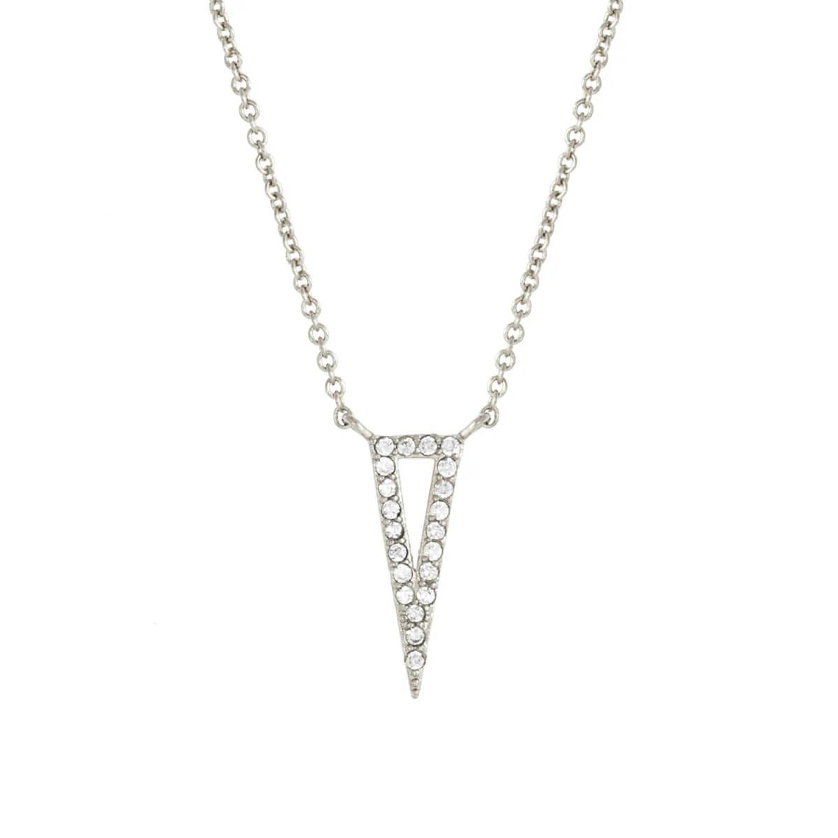 Elegant Confetti Women's 18K White Gold Plated CZ Simulated Diamond Triangle Pendant Necklace 18k White Gold