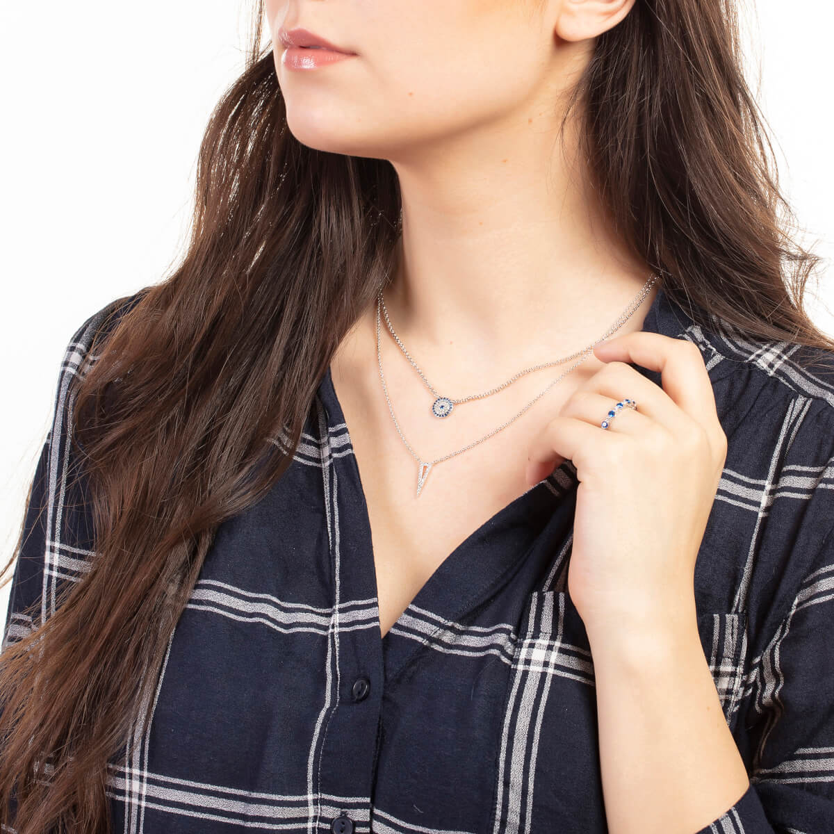 Elegant Confetti Women's 18K White Gold Plated CZ Simulated Diamond Triangle Pendant Necklace 18k White Gold - Image 3