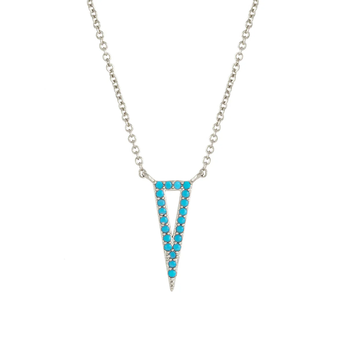 Elegant Confetti Women's 18K White Gold Plated Simulated Turquoise Triangle Pendant Necklace 18k White Gold