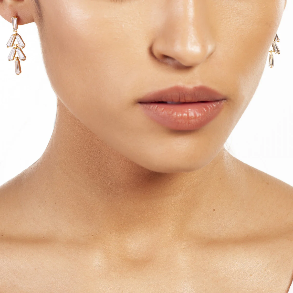 Elegant Confetti Women's 18K Yellow Gold Plated CZ Simulated Baguette Diamond Dangle Earrings 18k Yellow Gold - Image 2