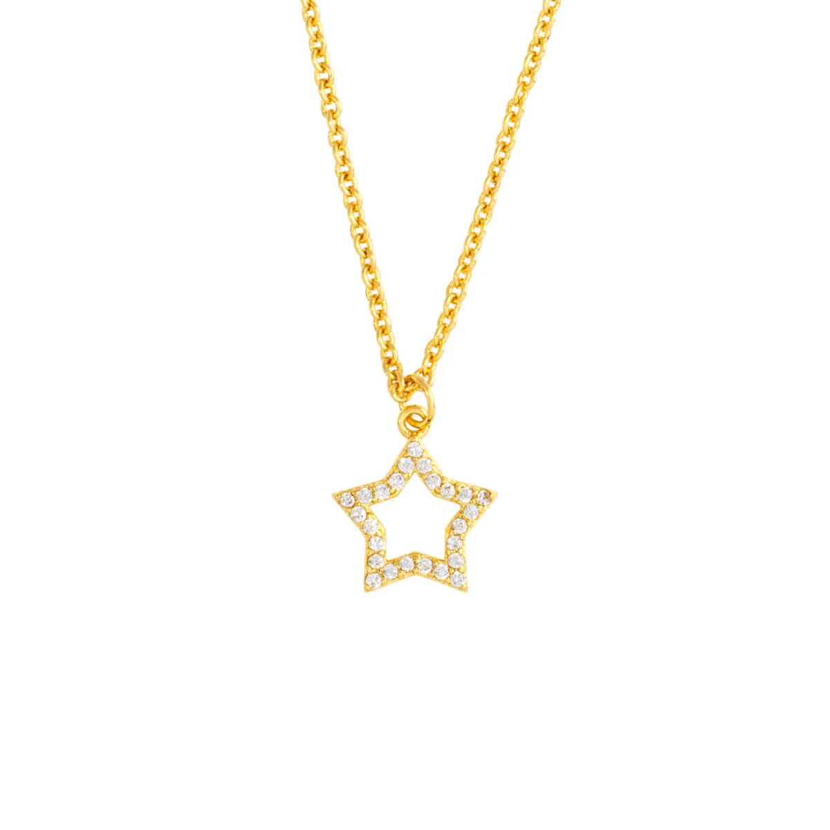 Elegant Confetti Women's 18K Yellow Gold Plated CZ Simulated Diamond Star Pendant Necklace 18k Yellow Gold