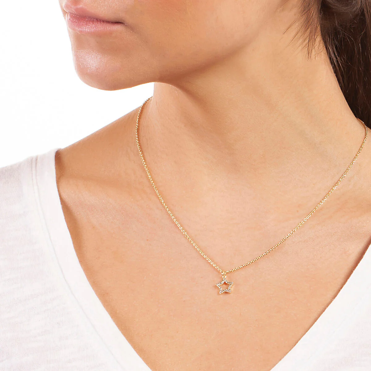 Elegant Confetti Women's 18K Yellow Gold Plated CZ Simulated Diamond Star Pendant Necklace 18k Yellow Gold - Image 2