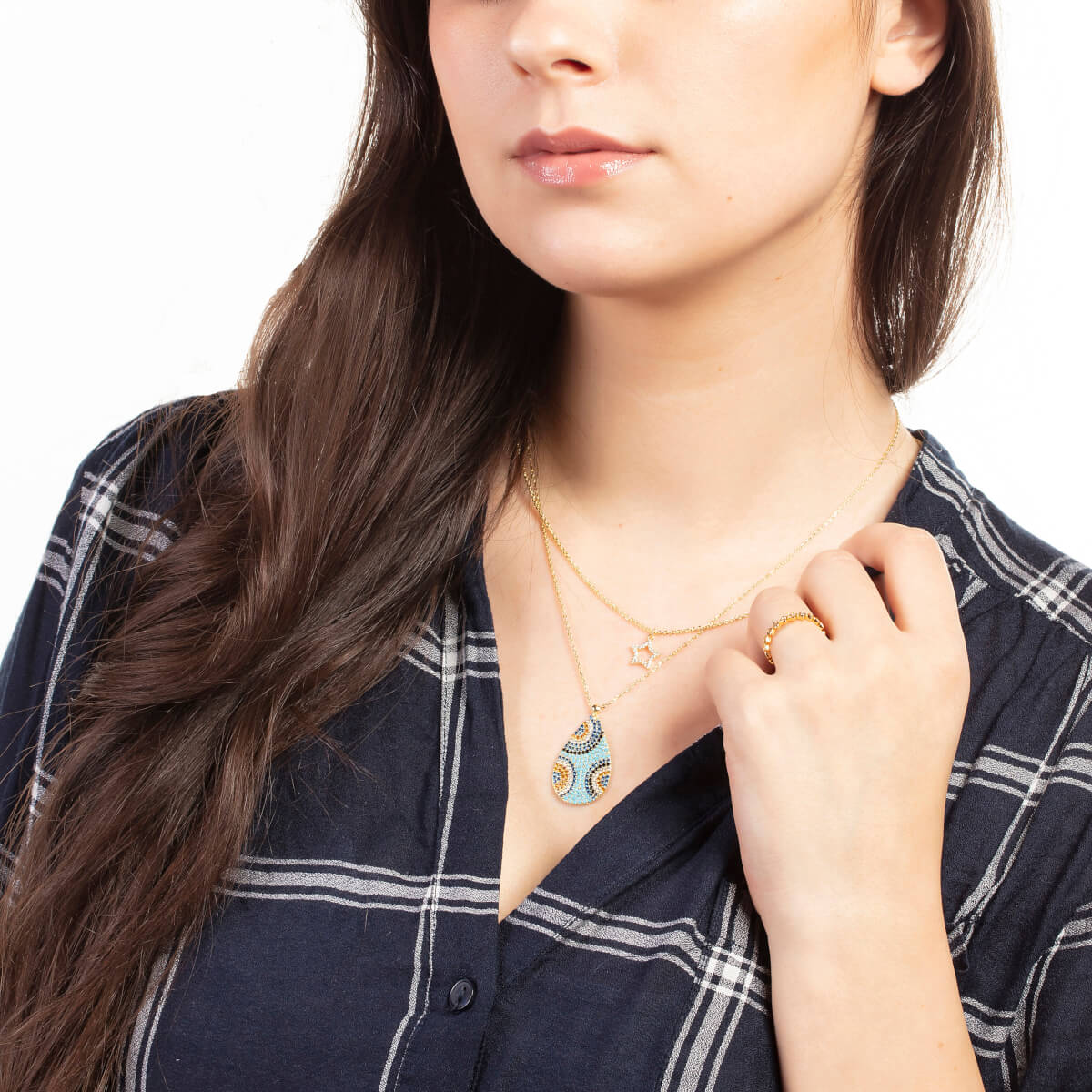 Elegant Confetti Women's 18K Yellow Gold Plated CZ Simulated Diamond Star Pendant Necklace 18k Yellow Gold - Image 3