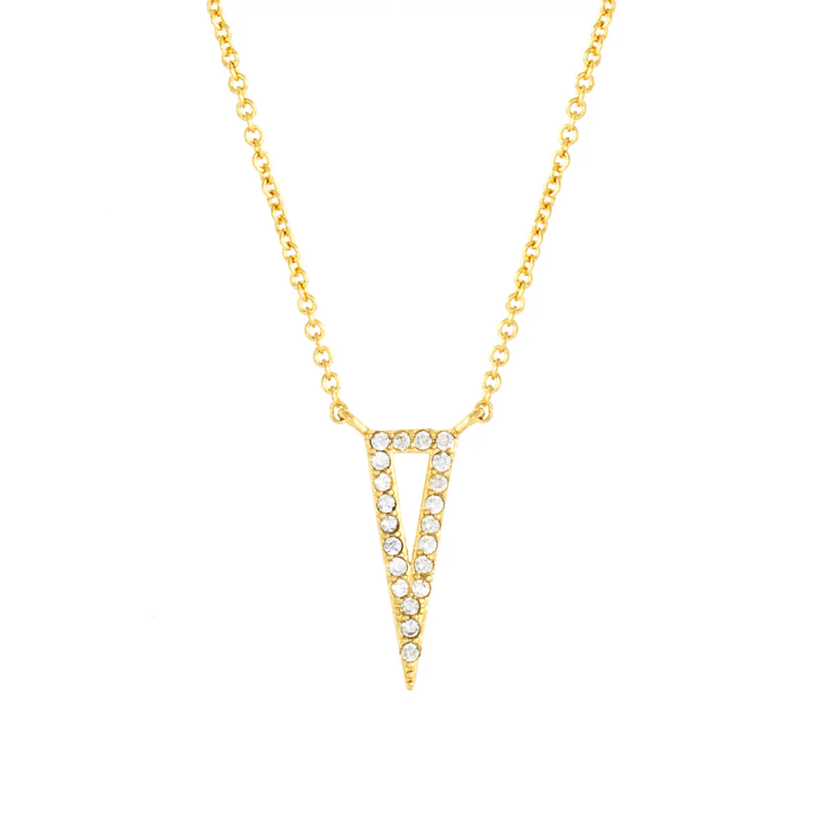 Elegant Confetti Women's 18K Yellow Gold Plated CZ Simulated Diamond Triangle Pendant Necklace 18k Yellow Gold