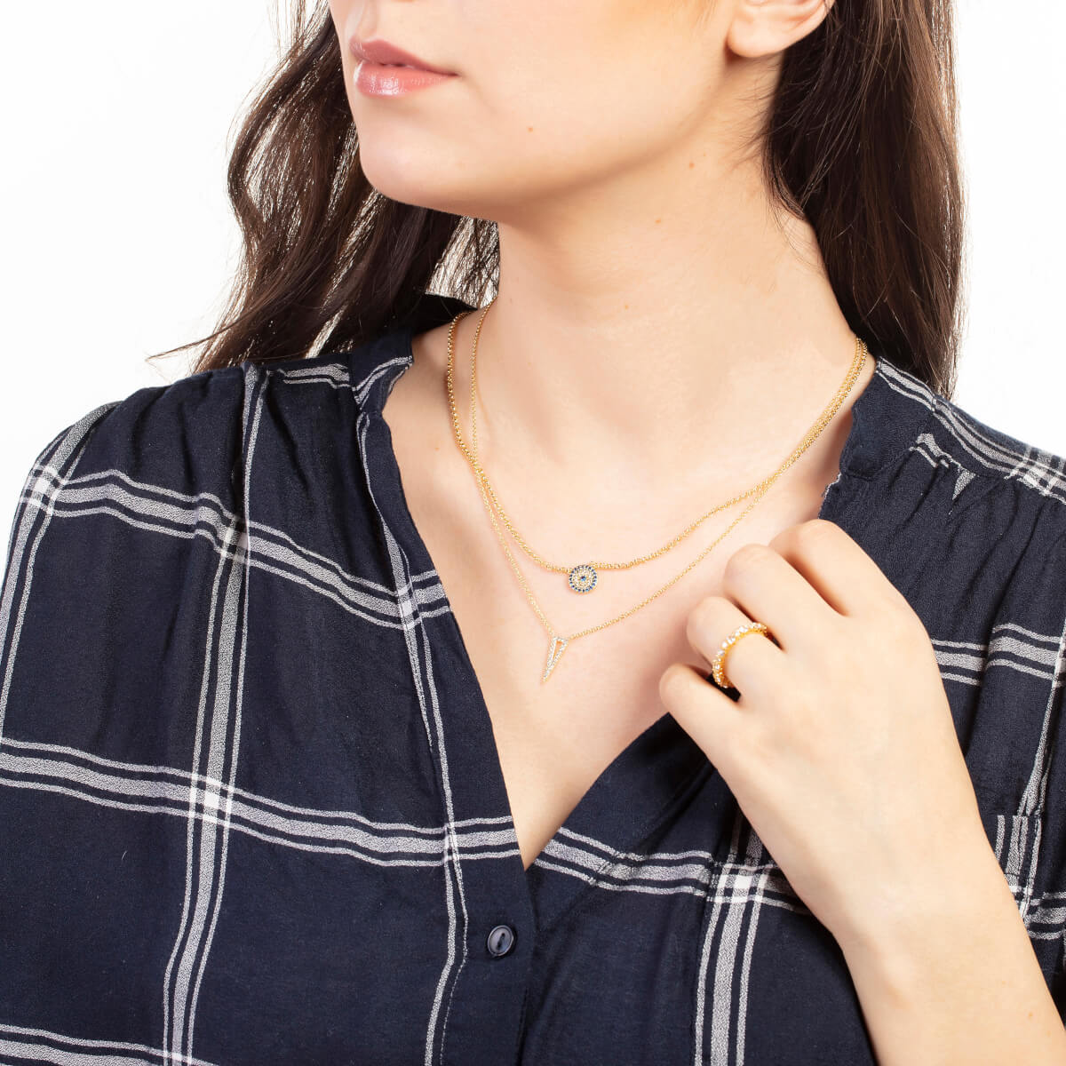Elegant Confetti Women's 18K Yellow Gold Plated CZ Simulated Diamond Triangle Pendant Necklace 18k Yellow Gold - Image 3