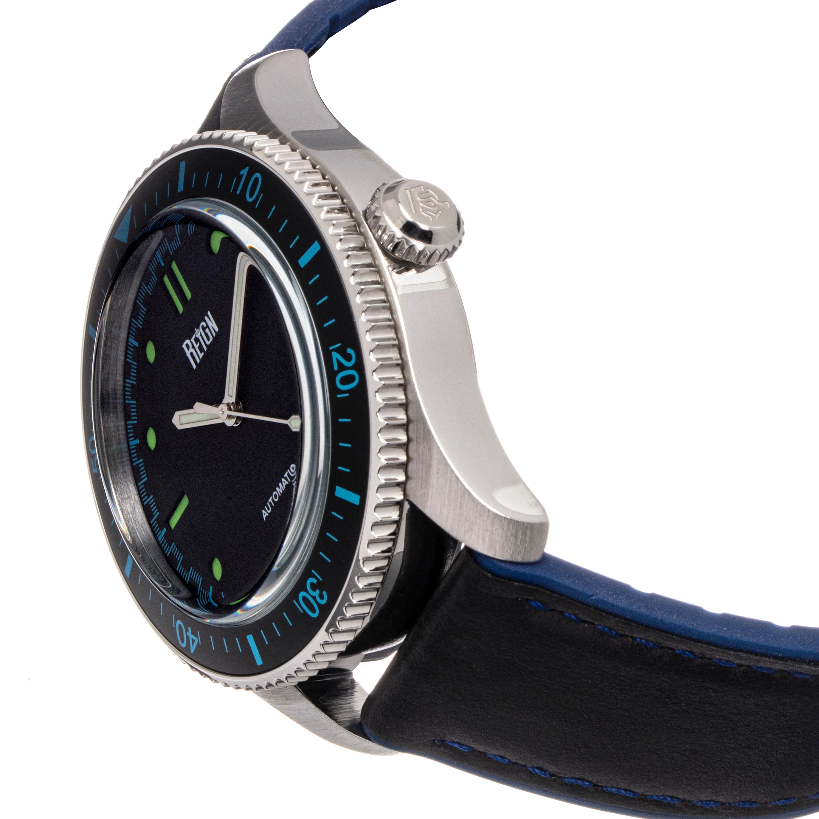 Elijah Automatic Watch W/Date Black/Blue | Black Dial - Image 3