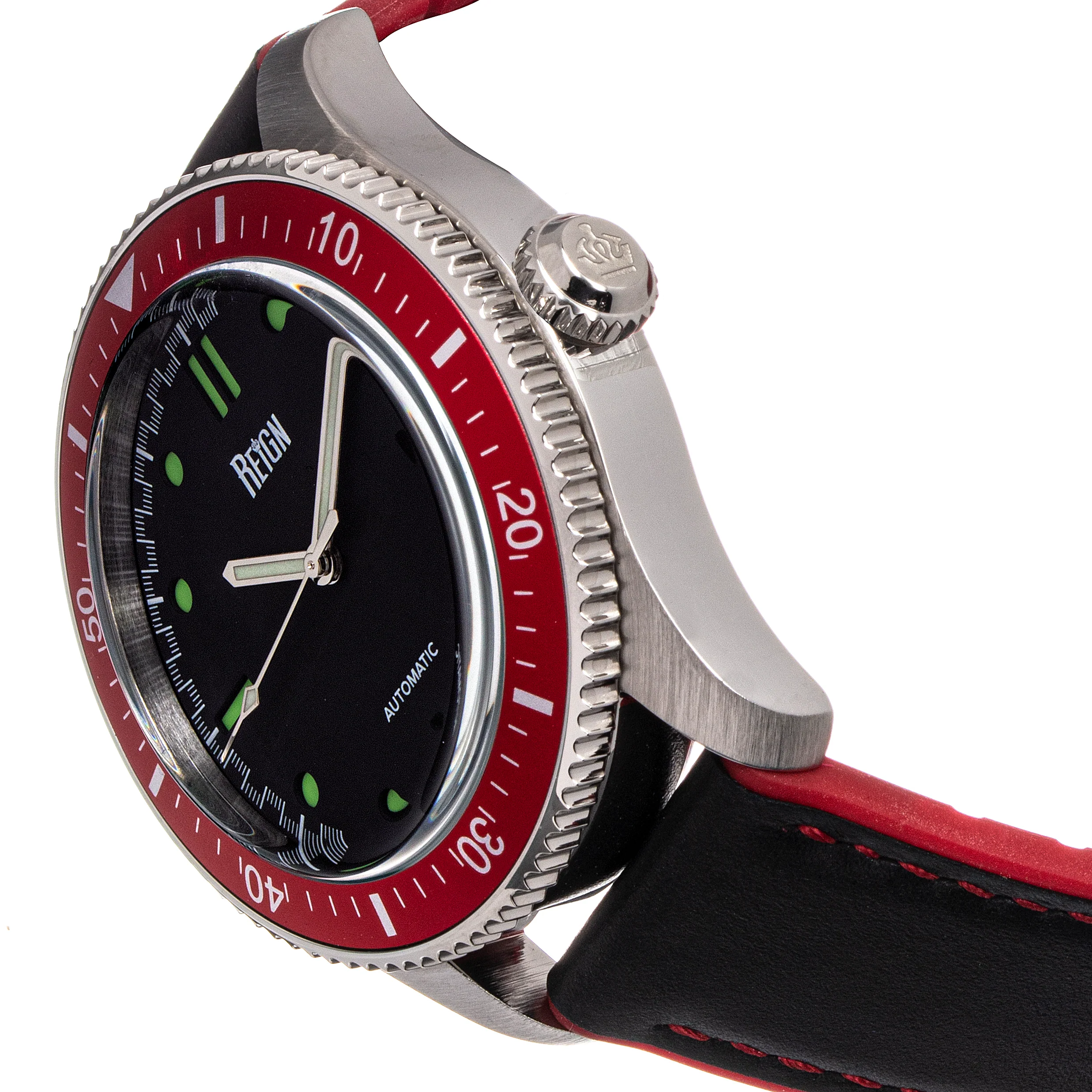 Elijah Automatic Watch W/Date Black/Red | Black Dial - Image 3