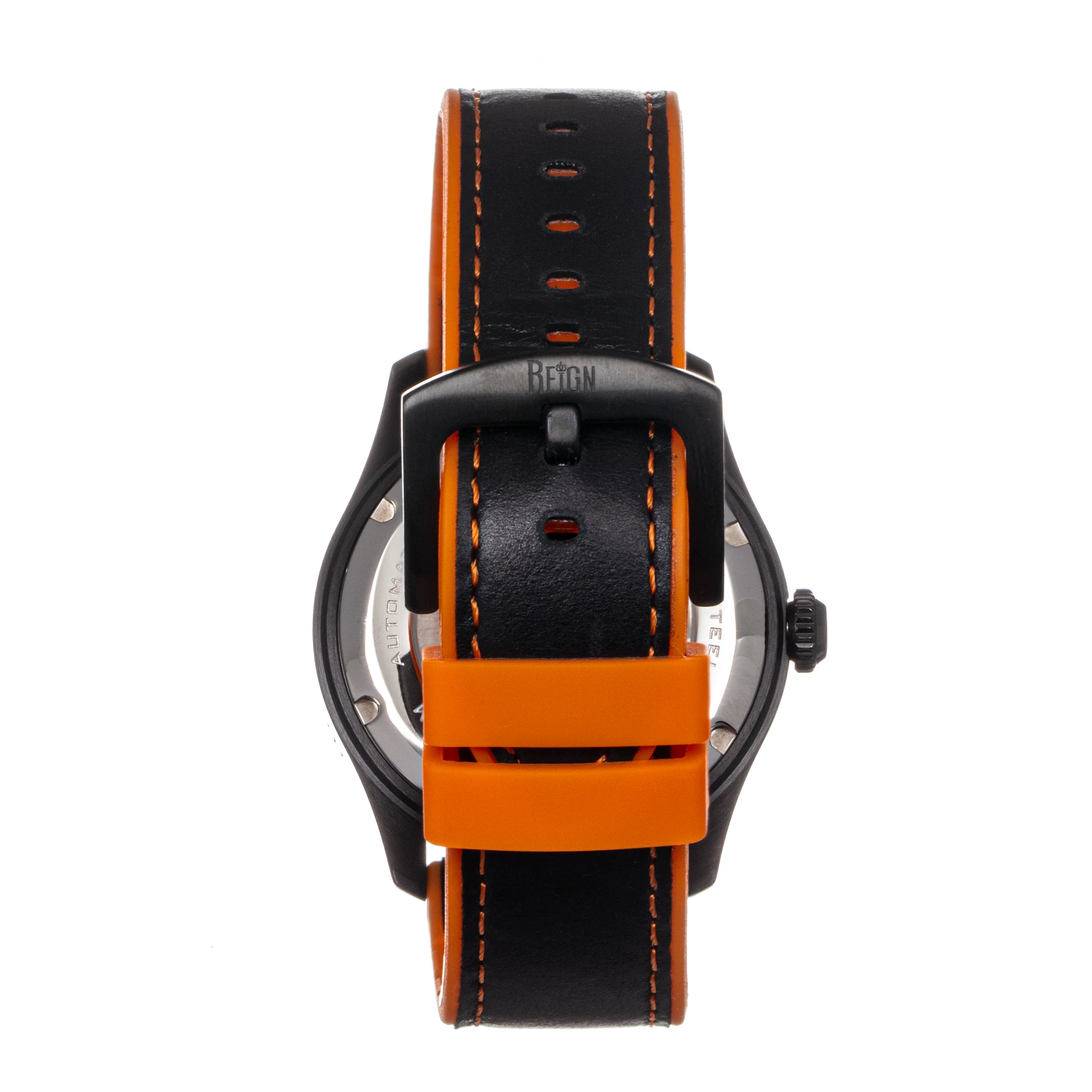 Elijah Automatic Watch W/Date Black/Orange | Black Dial - Image 2