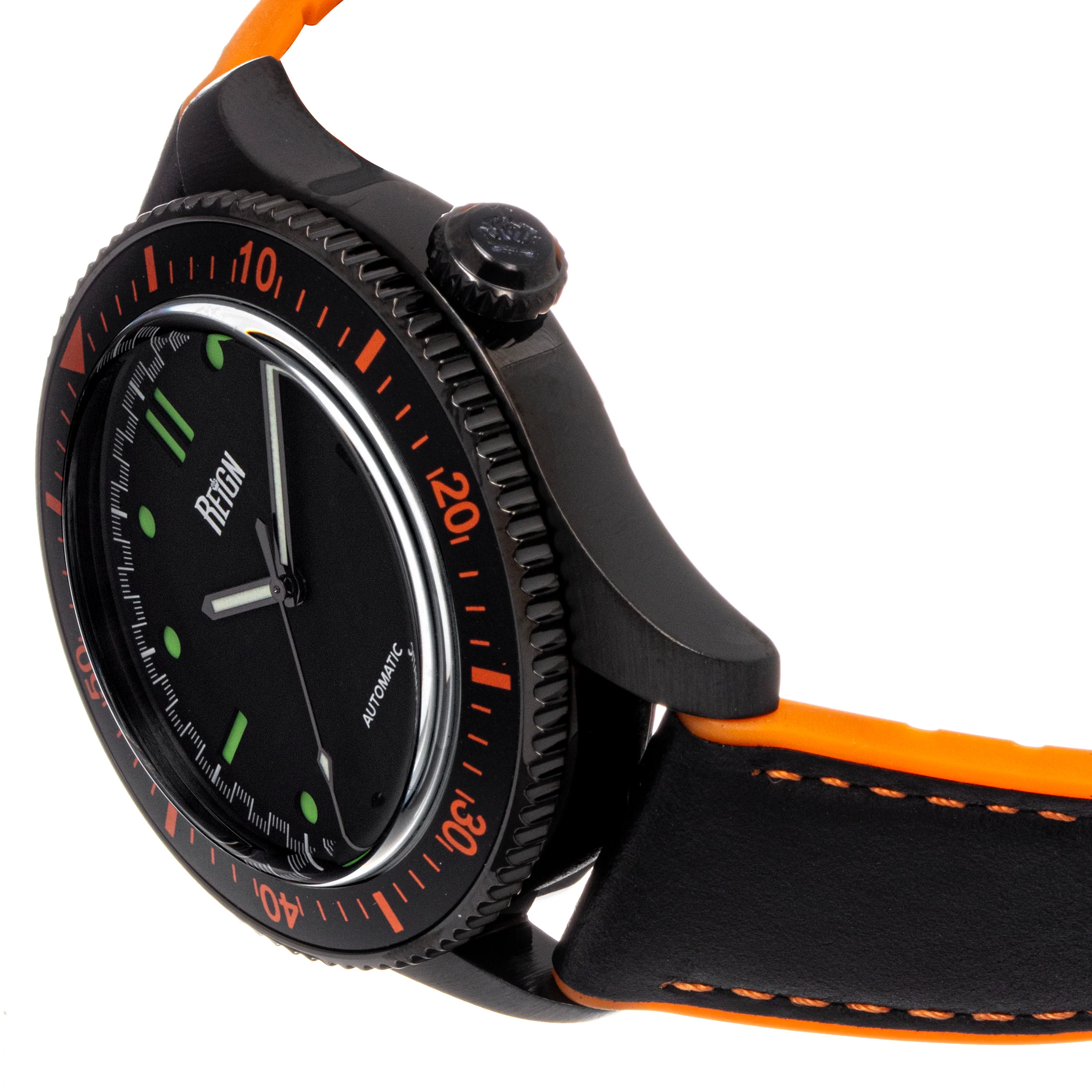 Elijah Automatic Watch W/Date Black/Orange | Black Dial - Image 3