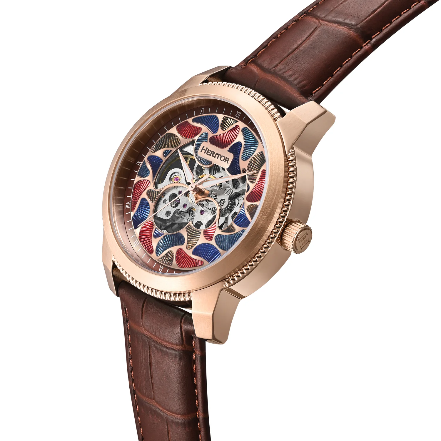 Emmanuel Semi Skeleton Custom Dial Rose Gold/Brown MULTICOLOR Dial - Image 2