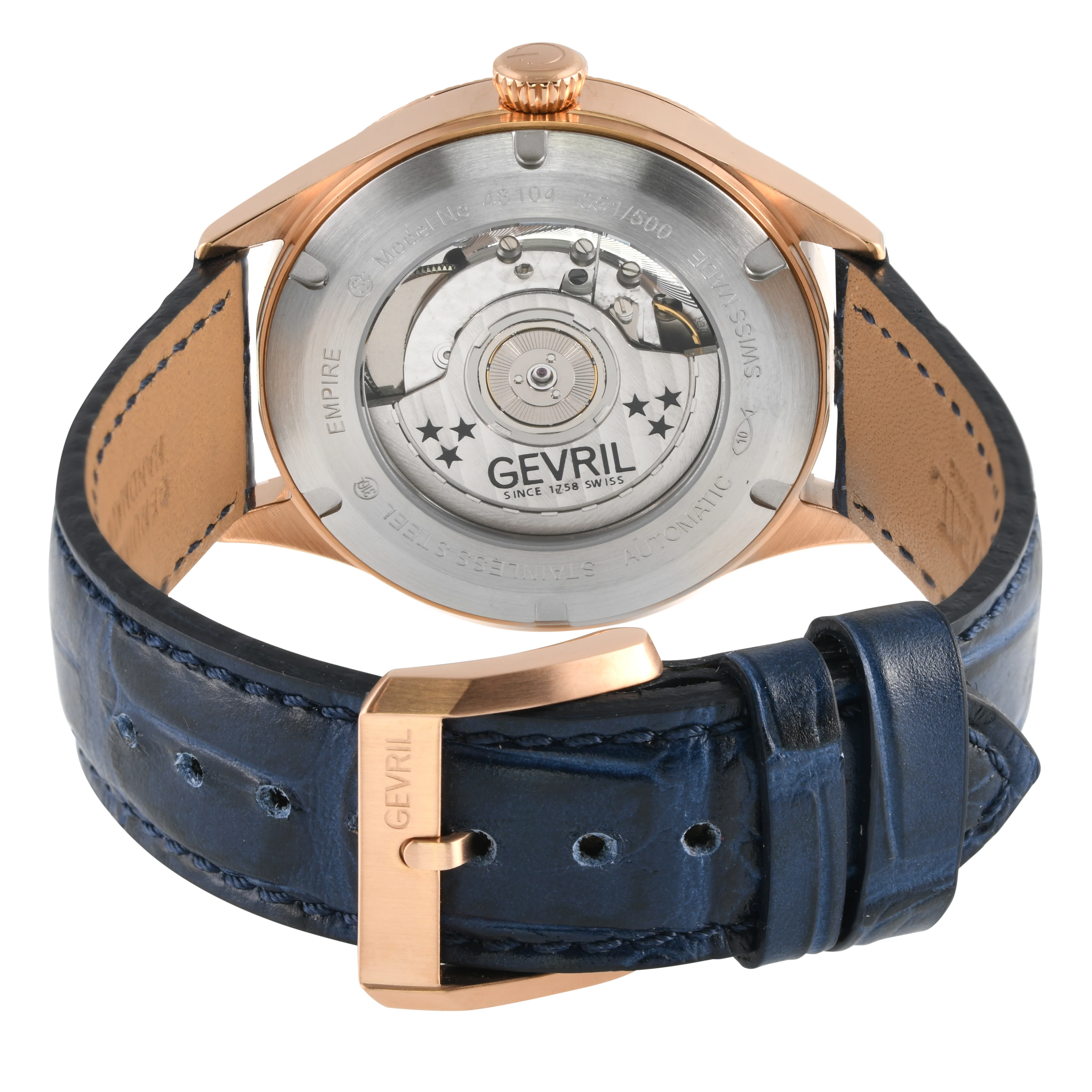 Empire Swiss made Automatic ETA 2895, RG Case, Blue Dial, second subdials | Blue Dial - Image 3