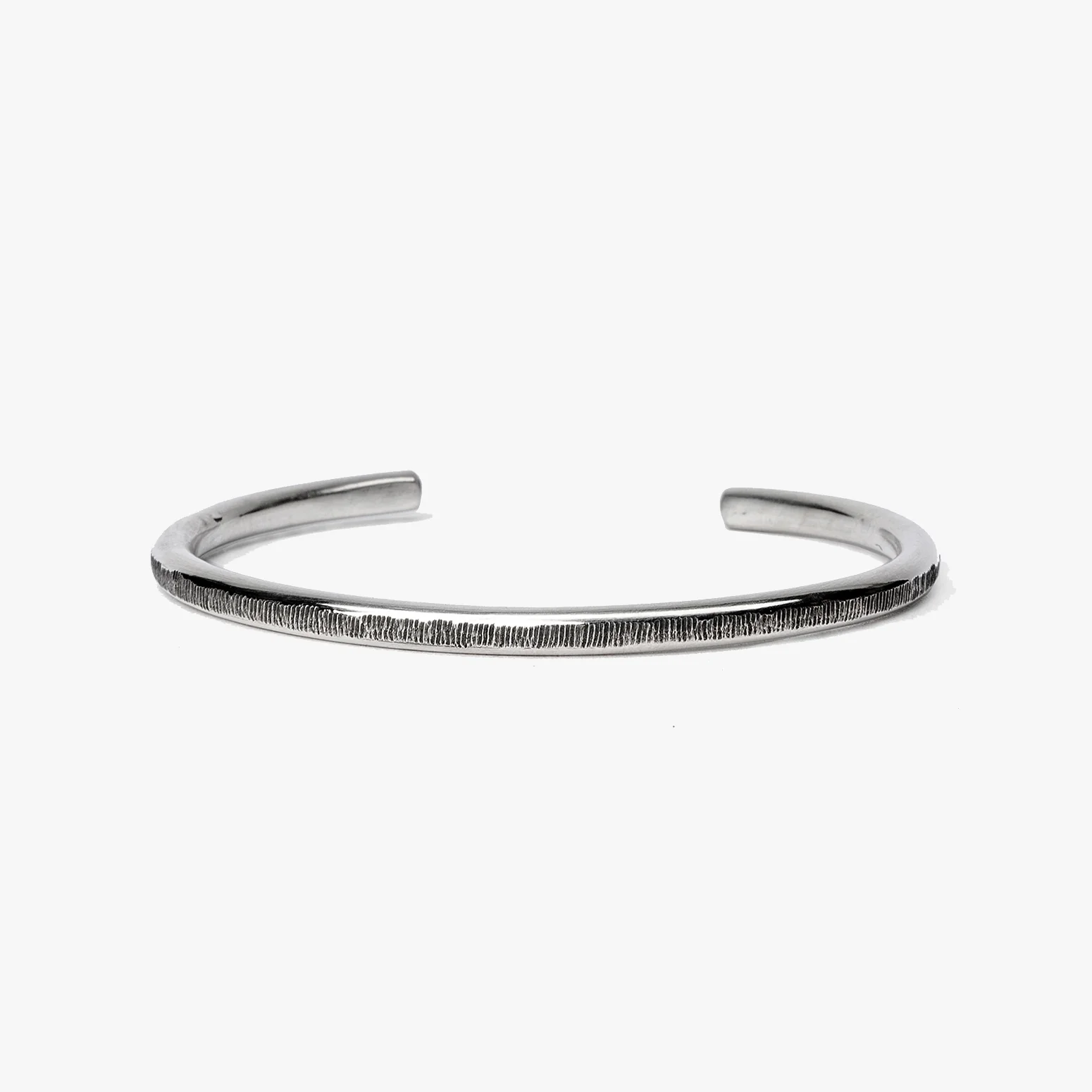 Etched Sterling Silver Round Wire Cuff M (7.25" Wrist) | Dial