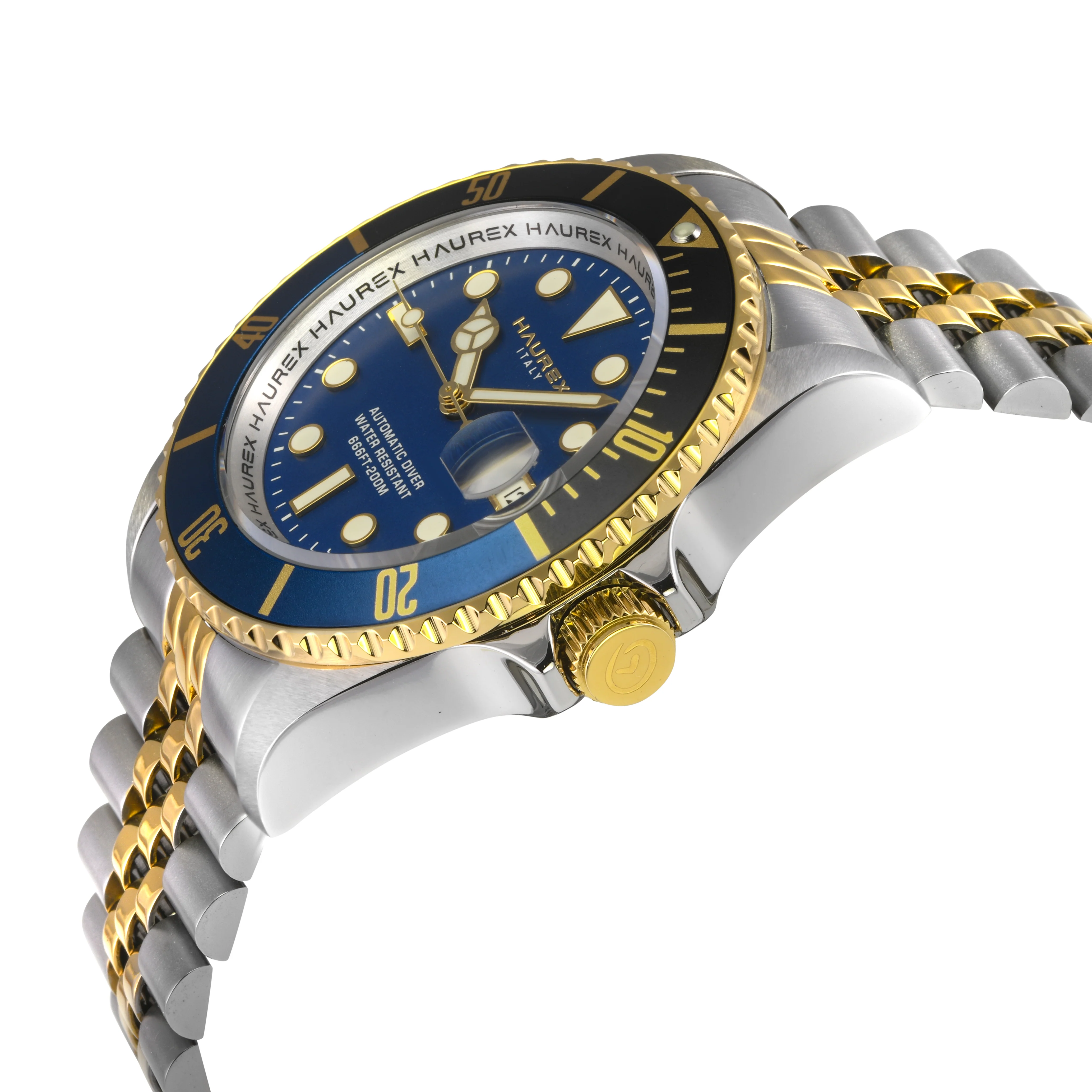 Eterno SS/IPYG Case, Black/Blue Bezel, Blue Dial,  SS/IPYG Two toned Stainless Steel Bracelet | Blue Dial - Image 2