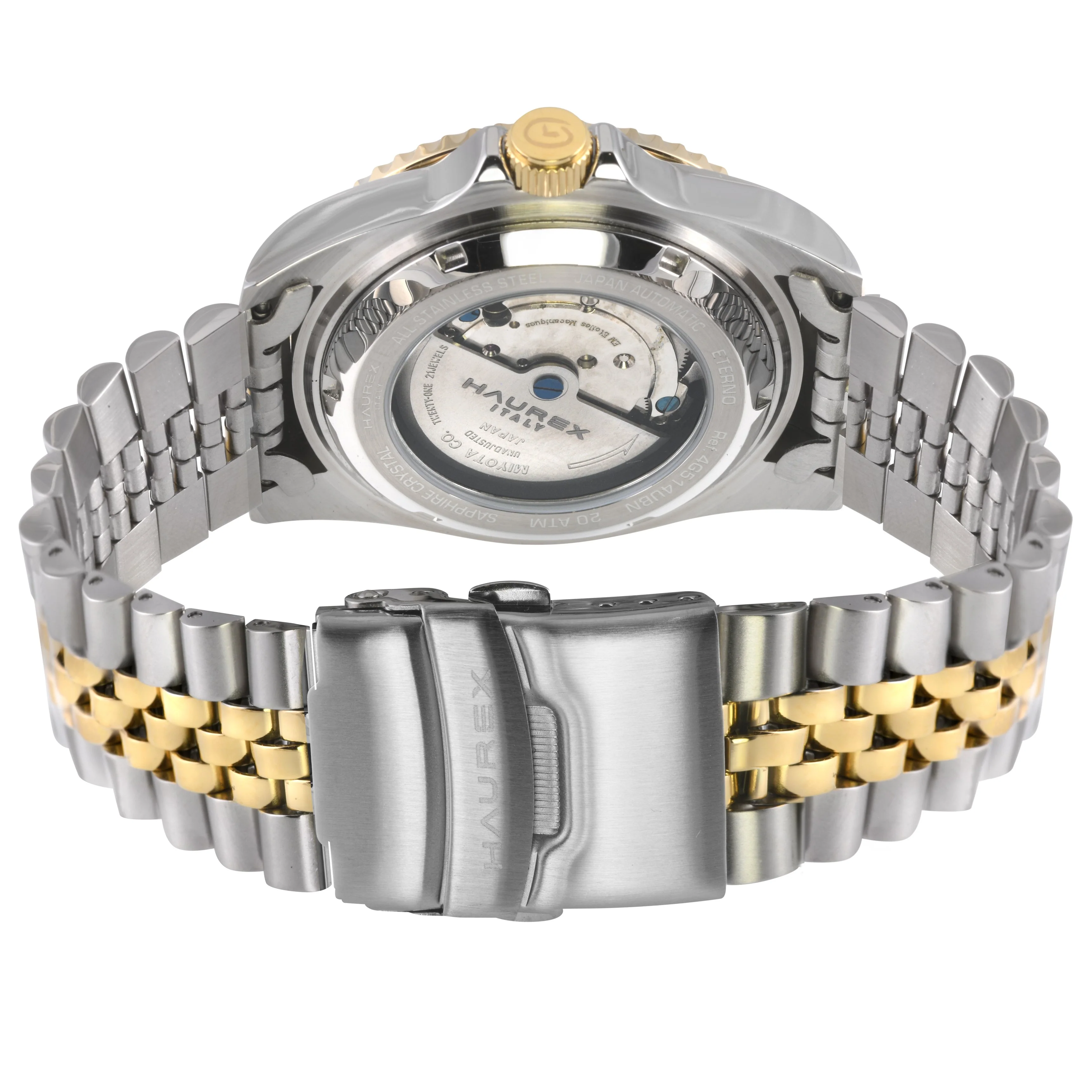 Eterno SS/IPYG Case, Black/Blue Bezel, Blue Dial,  SS/IPYG Two toned Stainless Steel Bracelet | Blue Dial - Image 3