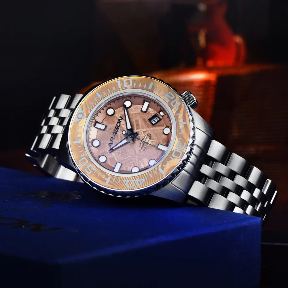 EVO Meteorite Swiss Automatic Limited Edition Titanium Damascus Bezel - Copper - Image 3