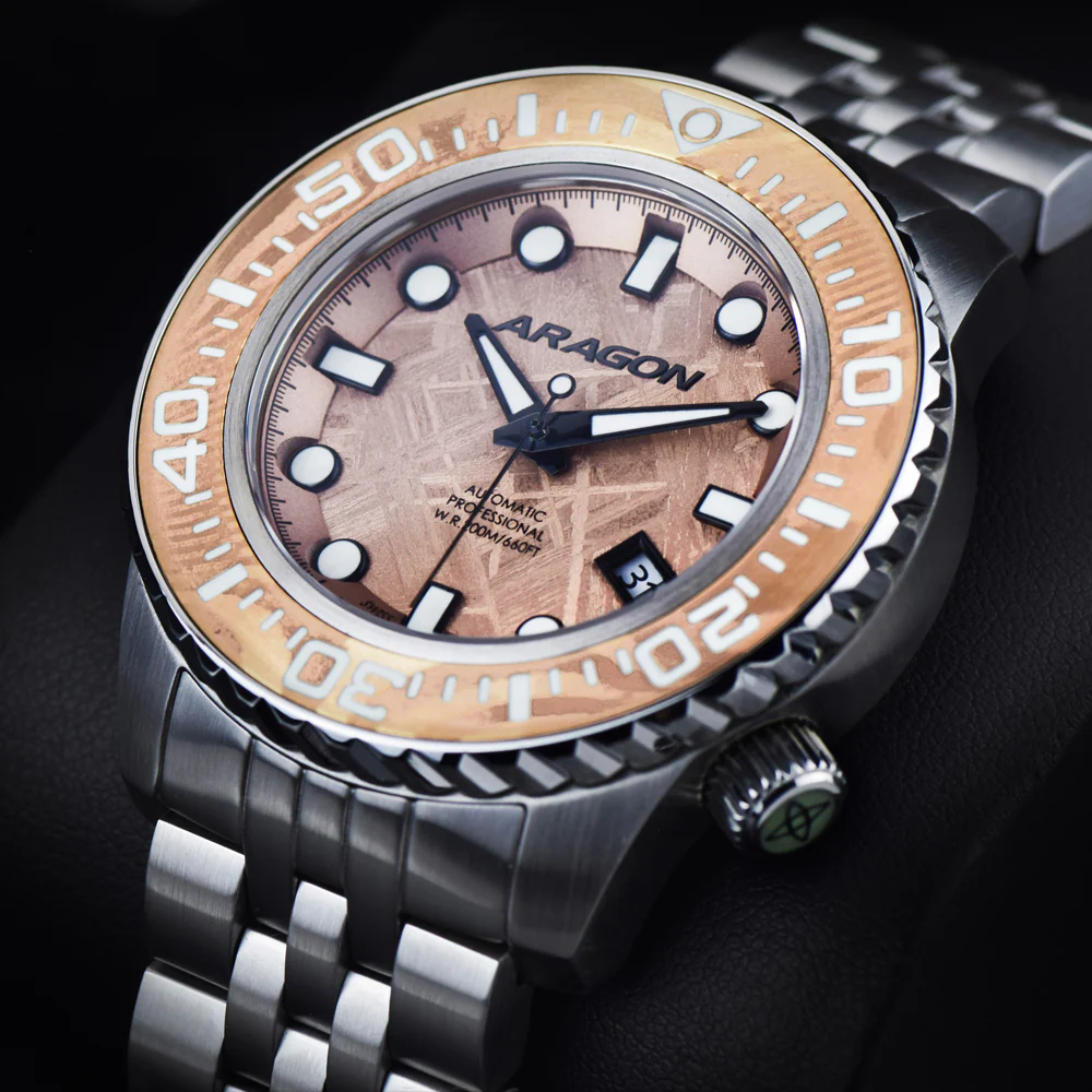 EVO Meteorite Swiss Automatic Limited Edition Titanium Damascus Bezel - Copper - Image 4