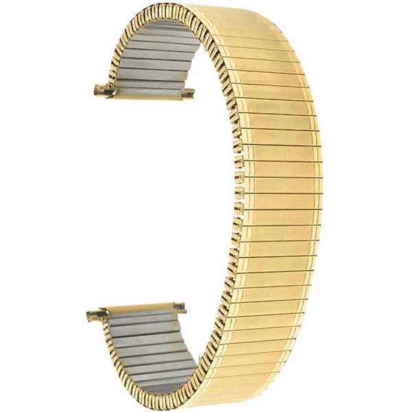 EX180 | 18mm Gold Tone Expansion Watch Strap, Metal Stretch Band, No Buckle, Straight End 18mm / Gold Tone | Dial