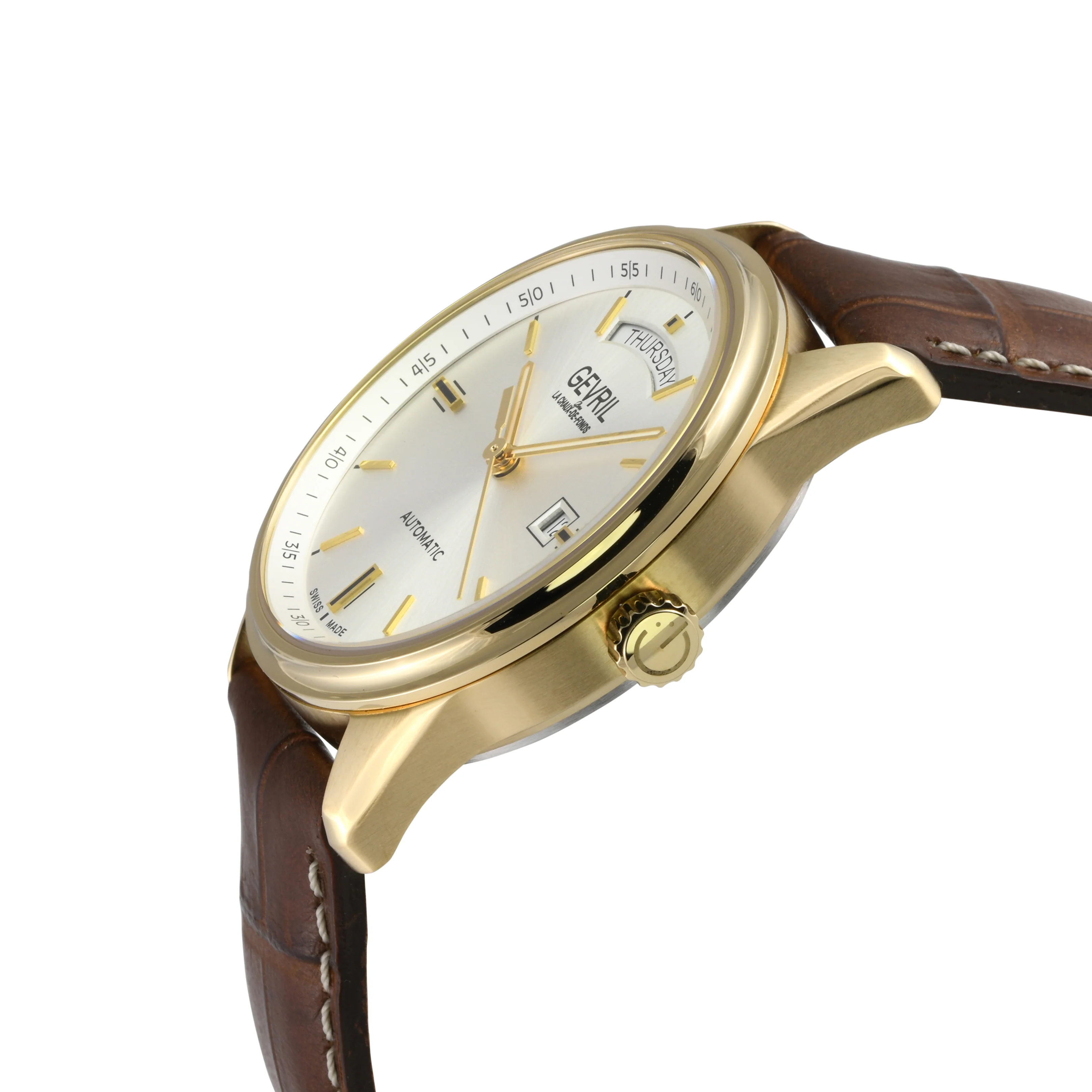 Excelsior Swiss made Automatic Sellita SW240, Day Date White Dial, White Italian Handmade Leather Strap | White Dial - Image 2