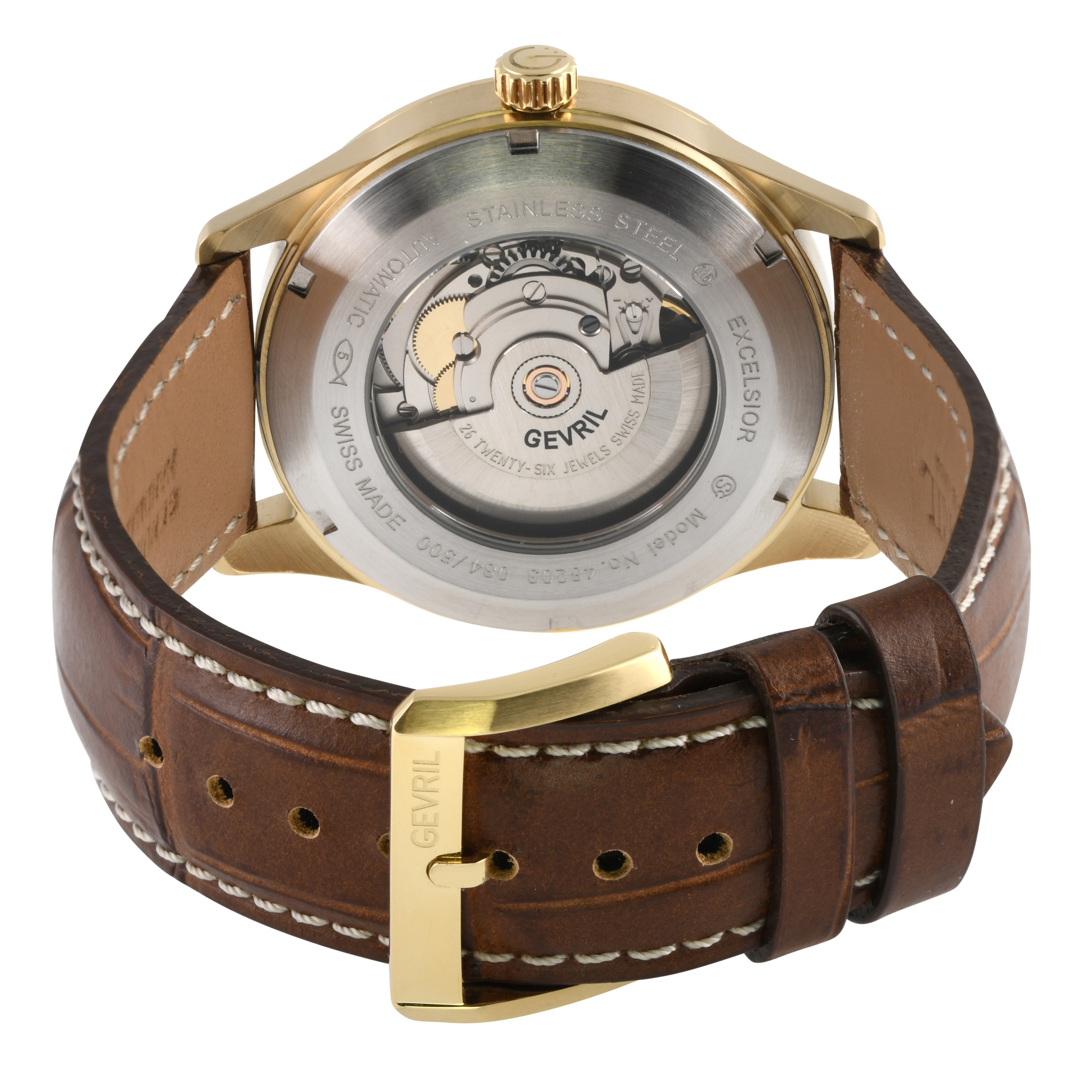 Excelsior Swiss made Automatic Sellita SW240, Day Date White Dial, White Italian Handmade Leather Strap | White Dial - Image 3