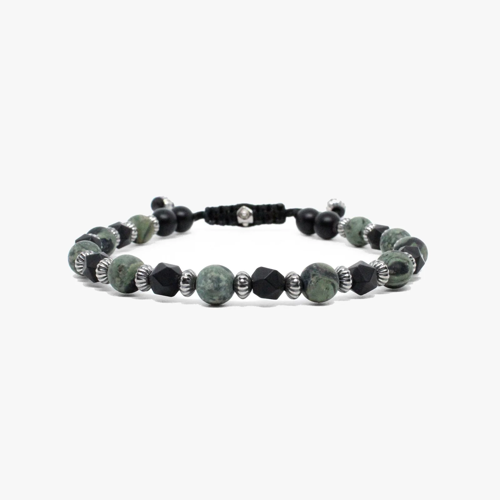 Faceted Onyx, Sterling, Green Jasper Gemstone | Dial