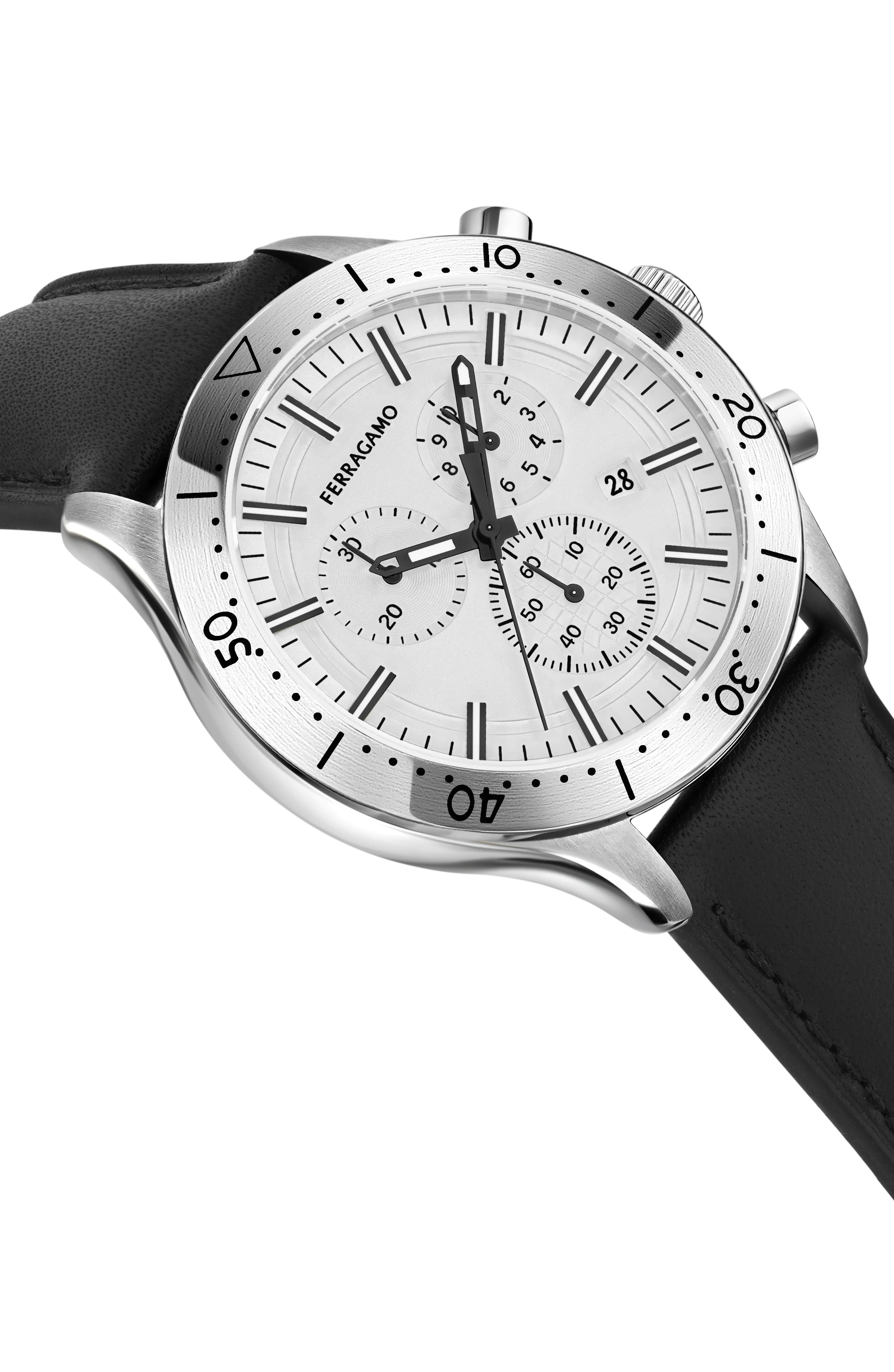 Ferragamo Master Chrono 43mm / Silver / Black | Silver Dial - Image 3